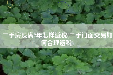 二手房没满2年怎样避税(二手门面交易如何合理避税)