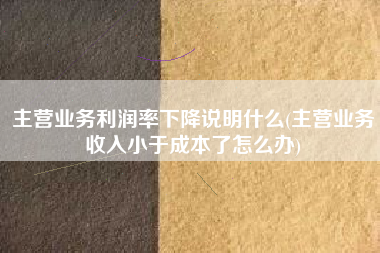 详细阅读:主营业务利润率下降说明什么(主营业务收入小于成本了怎么办) 主营业务利润率下降说明什么(主营业务收入小于成本了怎么办)