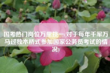 国考热门岗位万里挑一(对于每年千军万马过独木桥式参加国家公务员考试的情况)