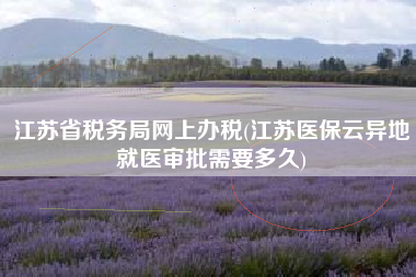 详细阅读:江苏省税务局网上办税(江苏医保云异地就医审批需要多久) 江苏省税务局网上办税(江苏医保云异地就医审批需要多久)