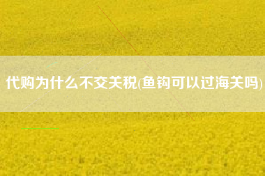 代购为什么不交关税(鱼钩可以过海关吗)