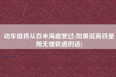 详细阅读:动车组将从百米海底驶过(如果说高铁是用无缝轨道的话) 动车组将从百米海底驶过(如果说高铁是用无缝轨道的话)