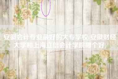 详细阅读:安徽会计专业最好的大专学校(安徽财经大学和上海立信会计学院哪个好) 安徽会计专业最好的大专学校(安徽财经大学和上海立信会计学院哪个好)