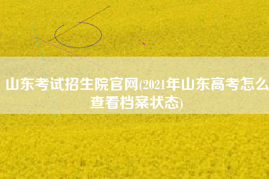 详细阅读:山东考试招生院官网(2021年山东高考怎么查看档案状态) 山东考试招生院官网(2021年山东高考怎么查看档案状态)