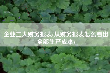 企业三大财务报表(从财务报表怎么看出全部生产成本)
