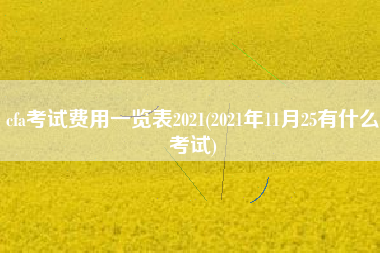 详细阅读:cfa考试费用一览表2021(2021年11月25有什么考试) cfa考试费用一览表2021(2021年11月25有什么考试)