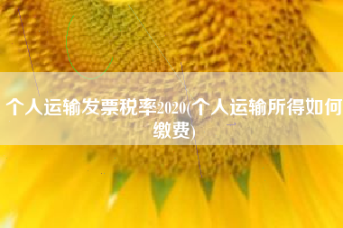 详细阅读:个人运输发票税率2020(个人运输所得如何缴费) 个人运输发票税率2020(个人运输所得如何缴费)