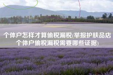 详细阅读:个体户怎样才算偷税漏税(举报护肤品店个体户偷税漏税需要哪些证据) 个体户怎样才算偷税漏税(举报护肤品店个体户偷税漏税需要哪些证据)