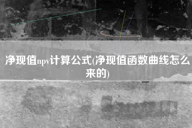 详细阅读:净现值npv计算公式(净现值函数曲线怎么来的) 净现值npv计算公式(净现值函数曲线怎么来的)