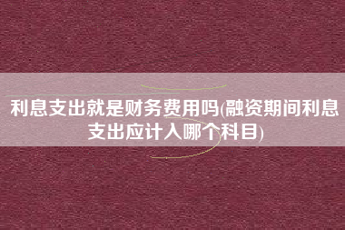 详细阅读:利息支出就是财务费用吗(融资期间利息支出应计入哪个科目) 利息支出就是财务费用吗(融资期间利息支出应计入哪个科目)