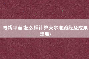 导线平差(怎么样计算支水准路线及成果整理)