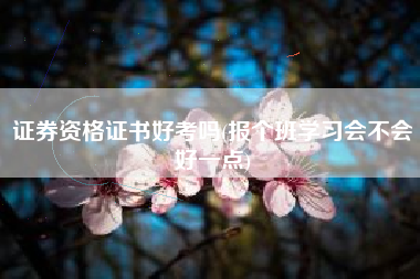 详细阅读:证券资格证书好考吗(报个班学习会不会好一点) 证券资格证书好考吗(报个班学习会不会好一点)