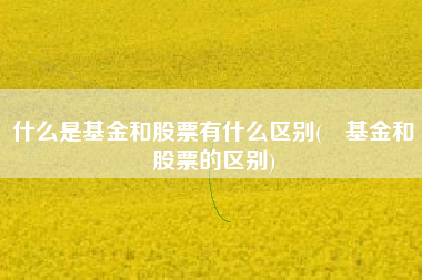 什么是基金和股票有什么区别(‎基金和‎股票的区别)