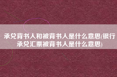 承兑背书人和被背书人是什么意思(银行承兑汇票被背书人是什么意思)