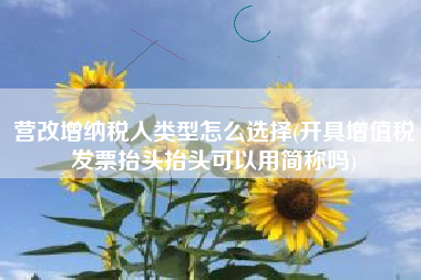 详细阅读:营改增纳税人类型怎么选择(开具增值税发票抬头抬头可以用简称吗) 营改增纳税人类型怎么选择(开具增值税发票抬头抬头可以用简称吗)