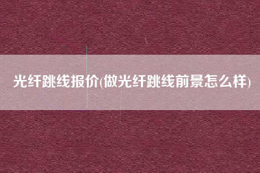详细阅读:光纤跳线报价(做光纤跳线前景怎么样) 光纤跳线报价(做光纤跳线前景怎么样)