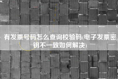 详细阅读:有发票号码怎么查询校验码(电子发票密钥不一致如何解决) 有发票号码怎么查询校验码(电子发票密钥不一致如何解决)