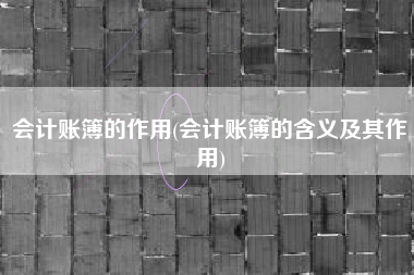 会计账簿的作用(会计账簿的含义及其作用)