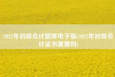 详细阅读:2022年初级会计题库电子版(2022年初级会计证书重要吗) 2022年初级会计题库电子版(2022年初级会计证书重要吗)