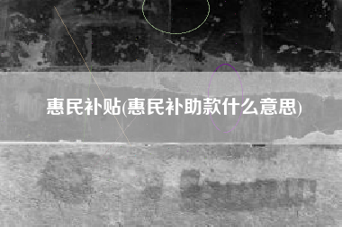 惠民补贴(惠民补助款什么意思)