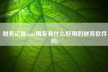 财务记账app(用友有什么好用的财务软件吗)