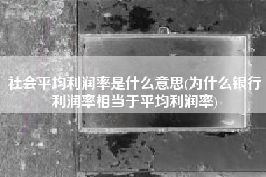 社会平均利润率是什么意思(为什么银行利润率相当于平均利润率)