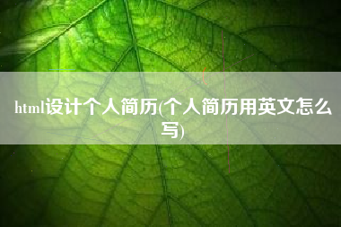 html设计个人简历(个人简历用英文怎么写)