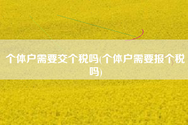 详细阅读:个体户需要交个税吗(个体户需要报个税吗) 个体户需要交个税吗(个体户需要报个税吗)