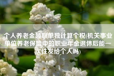 个人养老金领取单独计算个税(机关事业单位养老保险中的职业年金退休后能一次性发给个人吗)