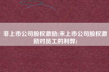 详细阅读:非上市公司股权激励(未上市公司股权激励对员工的利弊) 非上市公司股权激励(未上市公司股权激励对员工的利弊)
