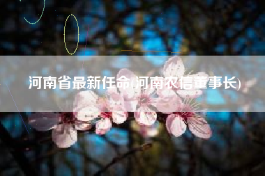河南省最新任命(河南农信董事长)