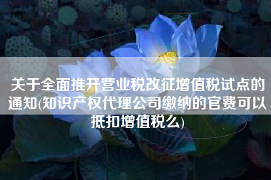 关于全面推开营业税改征增值税试点的通知(知识产权代理公司缴纳的官费可以抵扣增值税么)