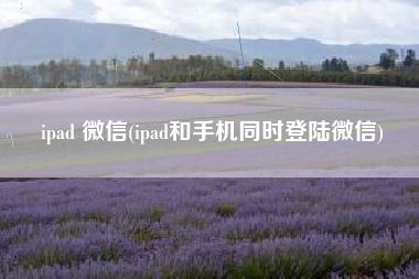 ipad 微信(ipad和手机同时登陆微信)