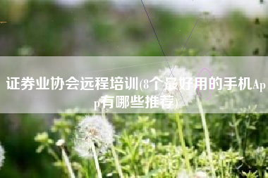 证券业协会远程培训(8个最好用的手机App有哪些推荐)