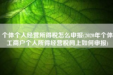 个体个人经营所得税怎么申报(2020年个体工商户个人所得经营税网上如何申报)