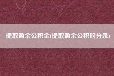 提取盈余公积金(提取盈余公积的分录)