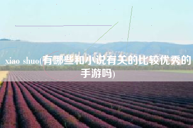 xiao shuo(有哪些和小说有关的比较优秀的手游吗)