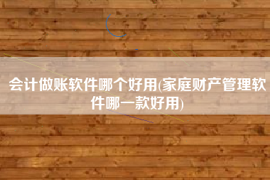 会计做账软件哪个好用(家庭财产管理软件哪一款好用)