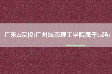广东2a院校(广州城市理工学院属于2a吗)