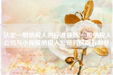 详细阅读:认定一般纳税人的标准最新(一般纳税人公司与小规模纳税人公司的区别有哪些) 认定一般纳税人的标准最新(一般纳税人公司与小规模纳税人公司的区别有哪些)