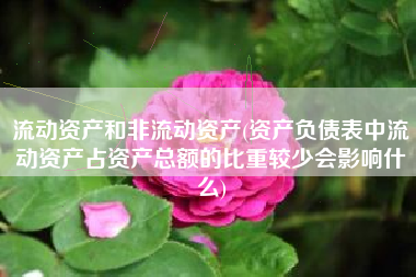 详细阅读:流动资产和非流动资产(资产负债表中流动资产占资产总额的比重较少会影响什么) 流动资产和非流动资产(资产负债表中流动资产占资产总额的比重较少会影响什么)