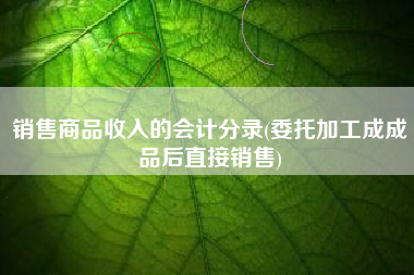 详细阅读:销售商品收入的会计分录(委托加工成成品后直接销售) 销售商品收入的会计分录(委托加工成成品后直接销售)