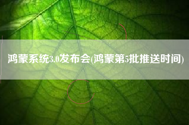 详细阅读:鸿蒙系统3.0发布会(鸿蒙第5批推送时间) 鸿蒙系统3.0发布会(鸿蒙第5批推送时间)