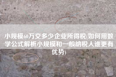 详细阅读:小规模60万交多少企业所得税(如何用数学公式解析小规模和一般纳税人谁更有优势) 小规模60万交多少企业所得税(如何用数学公式解析小规模和一般纳税人谁更有优势)