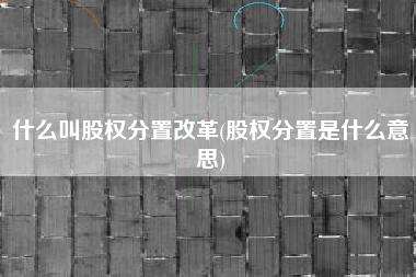 详细阅读:什么叫股权分置改革(股权分置是什么意思) 什么叫股权分置改革(股权分置是什么意思)