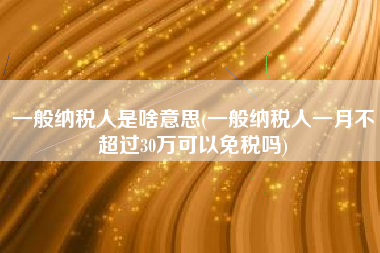 详细阅读:一般纳税人是啥意思(一般纳税人一月不超过30万可以免税吗) 一般纳税人是啥意思(一般纳税人一月不超过30万可以免税吗)