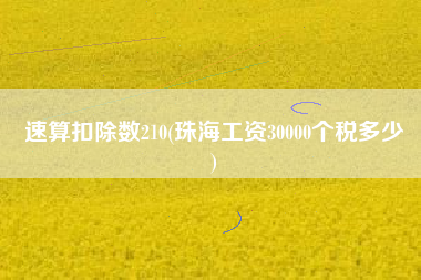 速算扣除数210(珠海工资30000个税多少
)