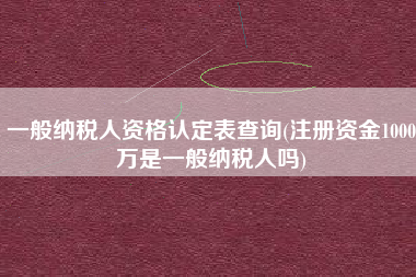 一般纳税人资格认定表查询(注册资金1000万是一般纳税人吗)