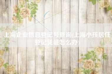 上海企业信息登记号查询(上海小孩居住登记凭证怎么办)