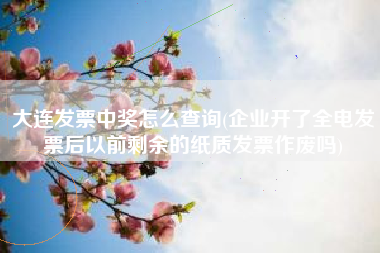 详细阅读:大连发票中奖怎么查询(企业开了全电发票后以前剩余的纸质发票作废吗) 大连发票中奖怎么查询(企业开了全电发票后以前剩余的纸质发票作废吗)